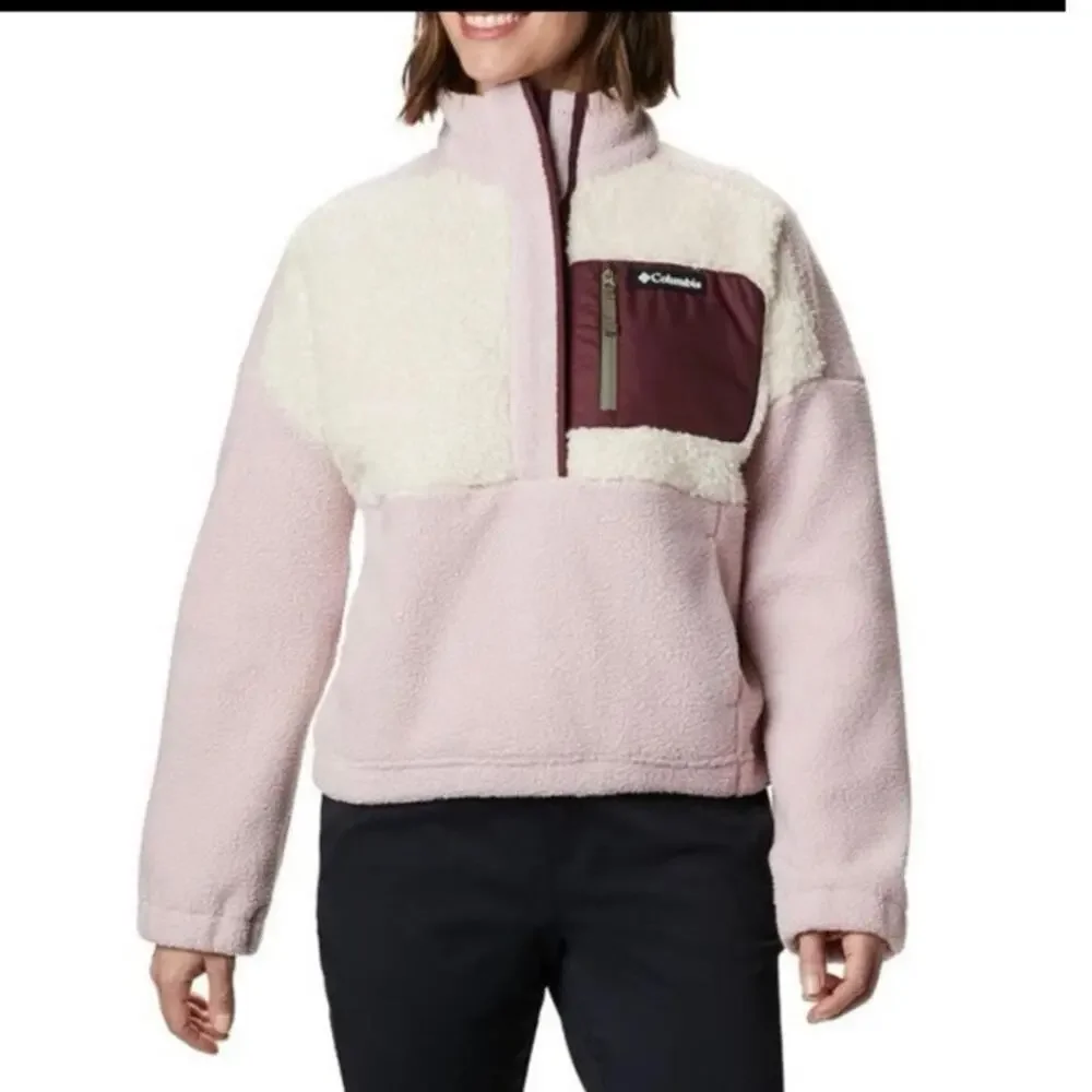 Columbia Womens Snap Fleece Pullover Sweater (Mineral Pink/Chalk,  dusty pink